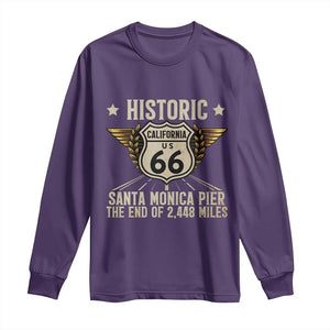 Route Highway 66 Historic California Santa Monica Pier Long Sleeve Shirt TS14 Purple Print Your Wear
