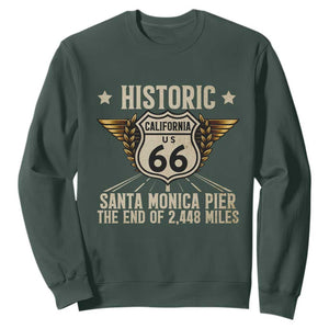 Route Highway 66 Historic California Santa Monica Pier Sweatshirt TS14 Dark Forest Green Print Your Wear