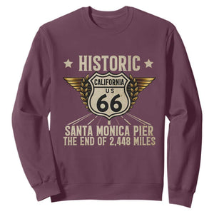 Route Highway 66 Historic California Santa Monica Pier Sweatshirt TS14 Maroon Print Your Wear