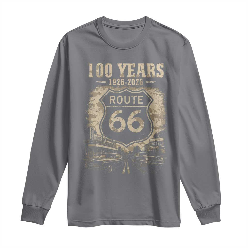 Route Highway 66 100 Year Centennial Anniversary Souvenir Long Sleeve Shirt TS14 Charcoal Print Your Wear