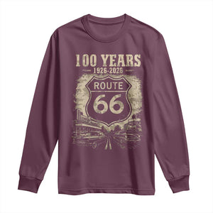 Route Highway 66 100 Year Centennial Anniversary Souvenir Long Sleeve Shirt TS14 Maroon Print Your Wear