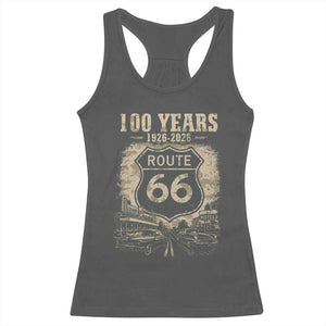 Route Highway 66 100 Year Centennial Anniversary Souvenir Racerback Tank Top TS14 Dark Heather Print Your Wear