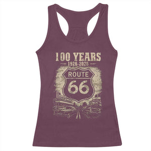 Route Highway 66 100 Year Centennial Anniversary Souvenir Racerback Tank Top TS14 Maroon Print Your Wear
