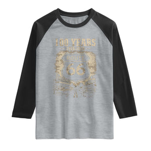 Route Highway 66 100 Year Centennial Anniversary Souvenir Raglan Shirt TS14 Heather Gray Black Print Your Wear