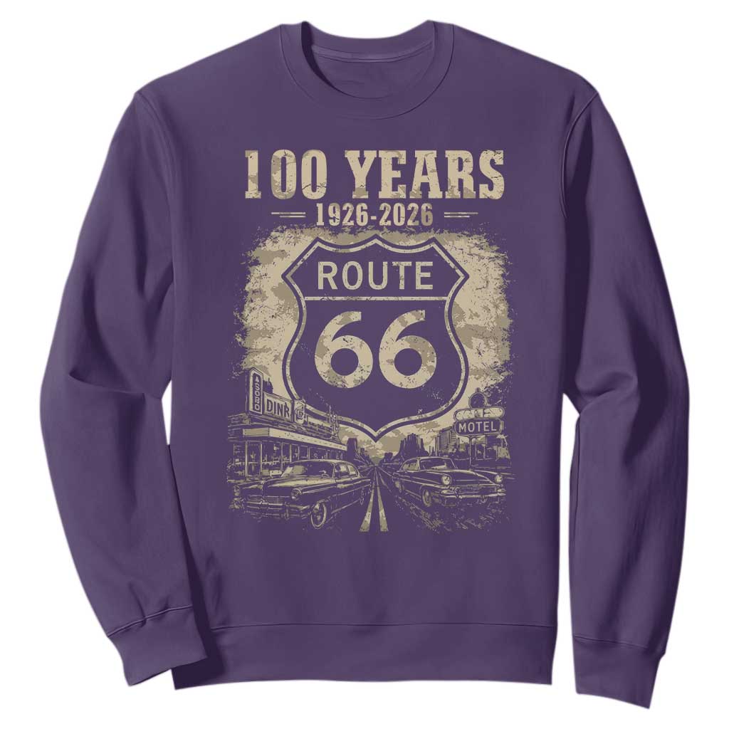 Route Highway 66 100 Year Centennial Anniversary Souvenir Sweatshirt TS14 Purple Print Your Wear