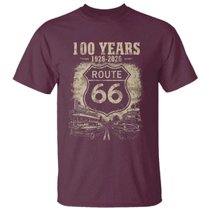 Route Highway 66 100 Year Centennial Anniversary Souvenir T Shirt TS14 Maroon Print Your Wear