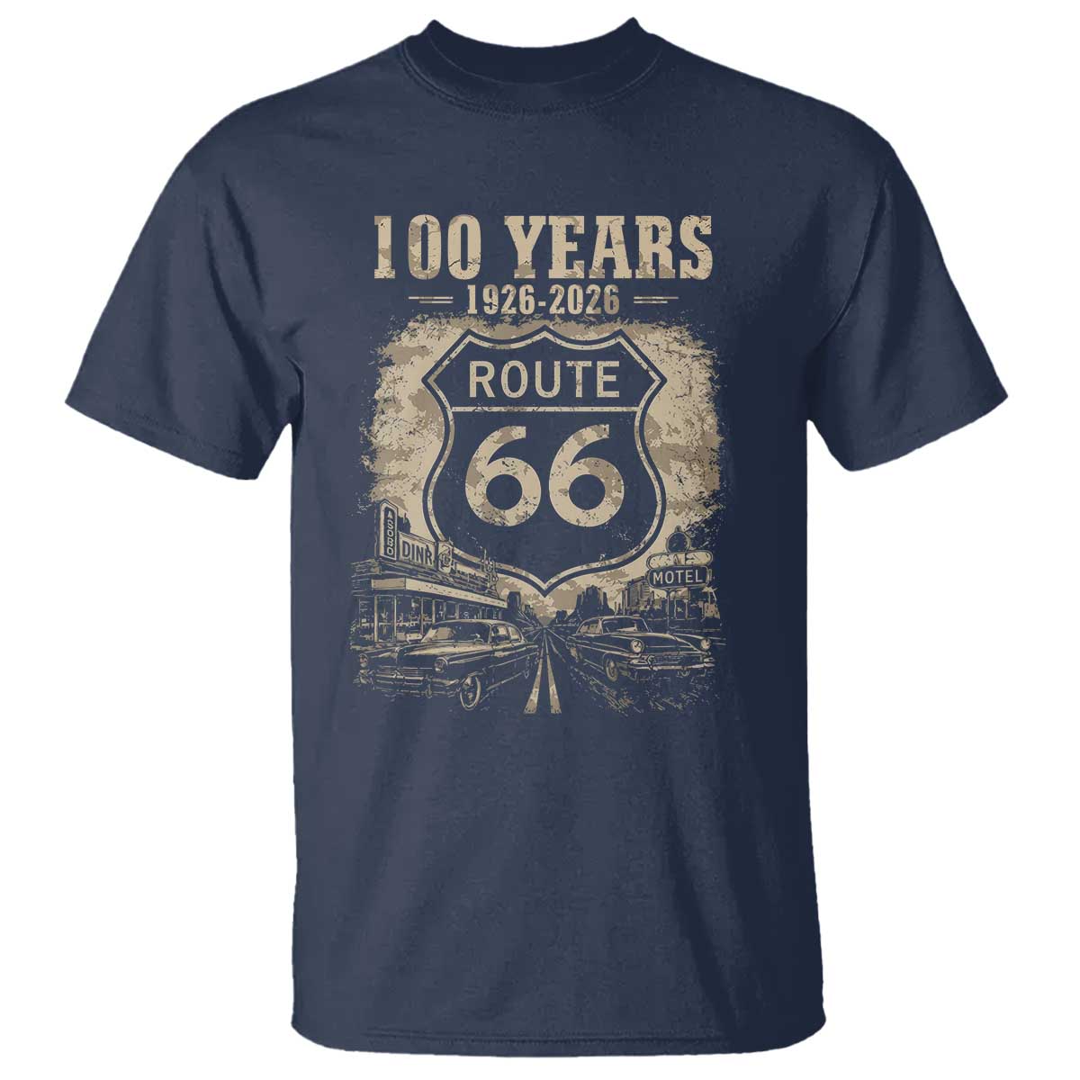 Route Highway 66 100 Year Centennial Anniversary Souvenir T Shirt TS14 Navy Print Your Wear