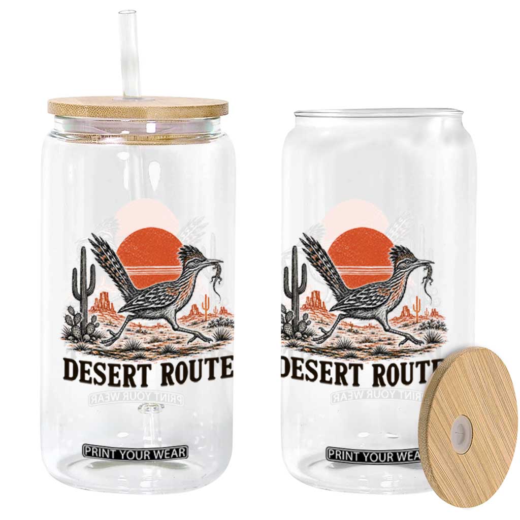 Arizona Roadrunner Bird Desert Landscape Cactus Glass Can TS14 Print Your Wear