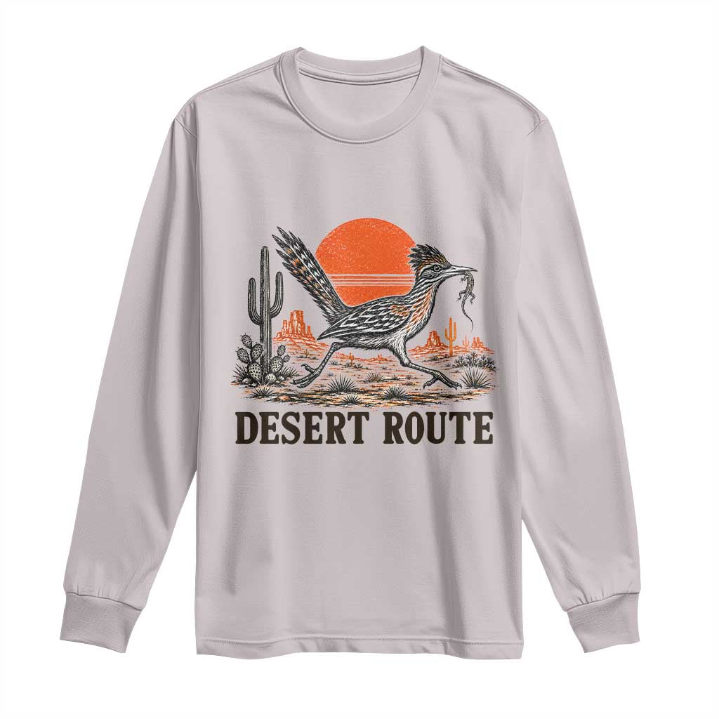 Arizona Roadrunner Bird Desert Landscape Cactus Long Sleeve Shirt TS14 Ice Gray Print Your Wear
