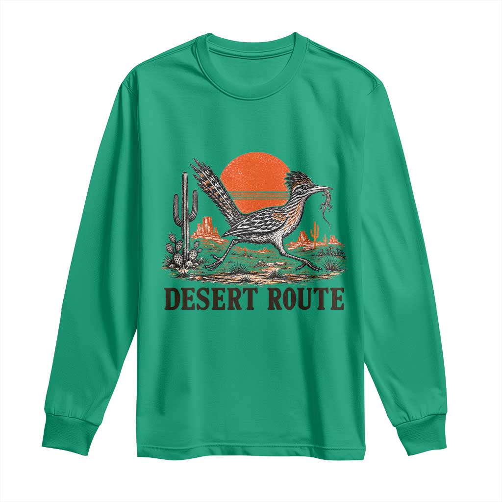 Arizona Roadrunner Bird Desert Landscape Cactus Long Sleeve Shirt TS14 Irish Green Print Your Wear