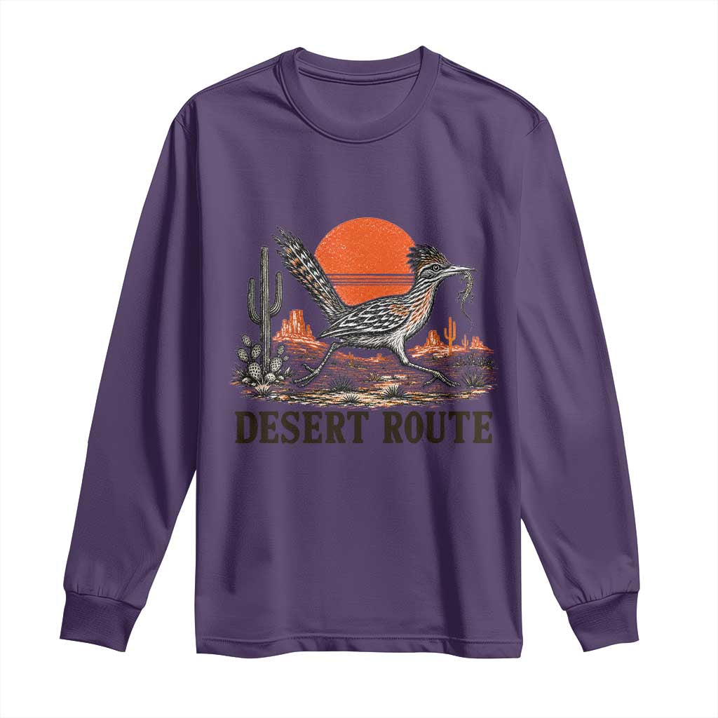 Arizona Roadrunner Bird Desert Landscape Cactus Long Sleeve Shirt TS14 Purple Print Your Wear