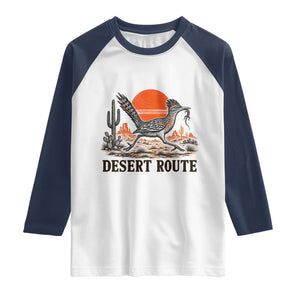 Arizona Roadrunner Bird Desert Landscape Cactus Raglan Shirt TS14 White Navy Print Your Wear