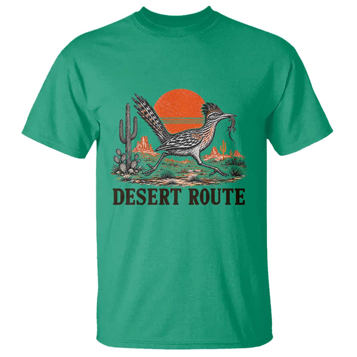 Arizona Roadrunner Bird Desert Landscape Cactus T Shirt TS14 Irish Green Print Your Wear