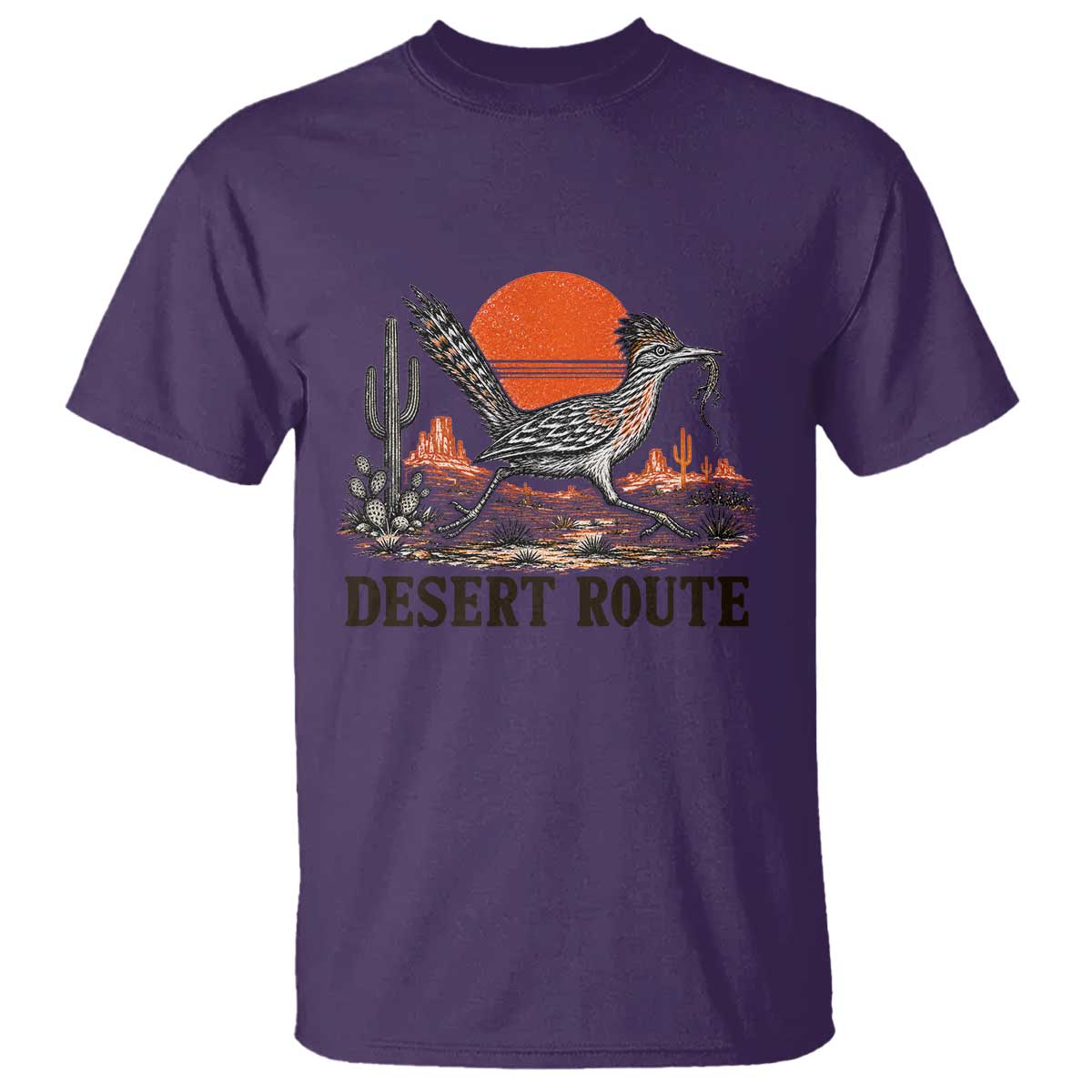 Arizona Roadrunner Bird Desert Landscape Cactus T Shirt TS14 Purple Print Your Wear