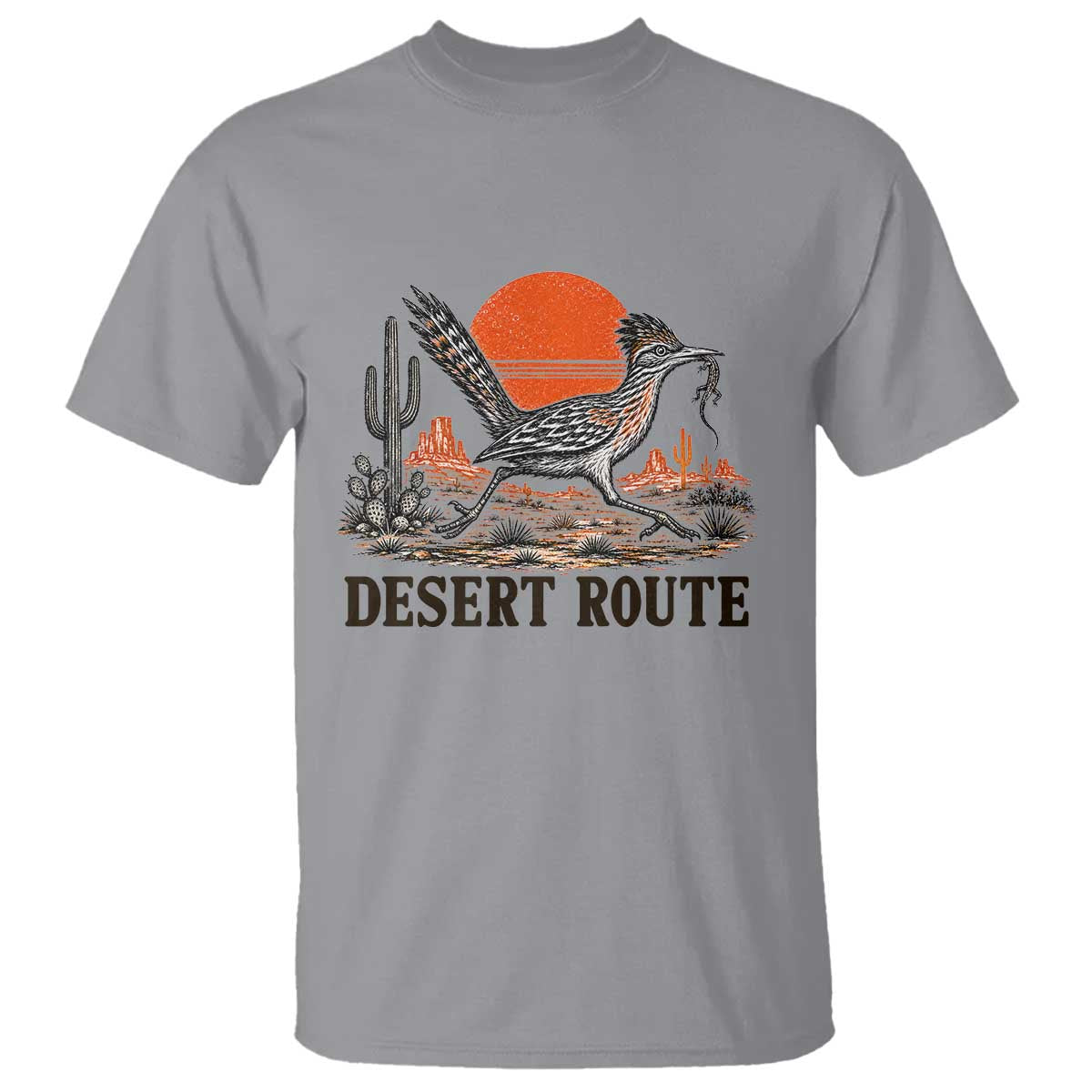 Arizona Roadrunner Bird Desert Landscape Cactus T Shirt TS14 Sport Gray Print Your Wear