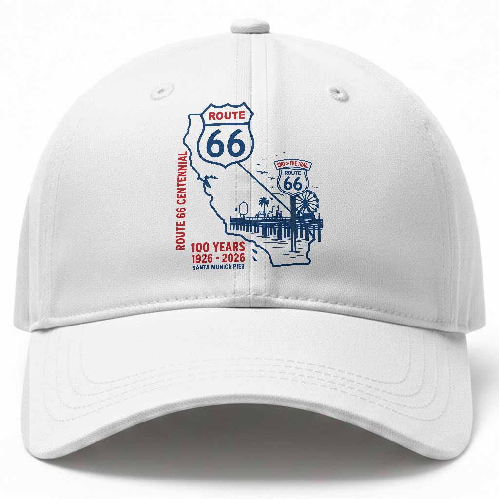 Route Highway 66 Santa Monica End of the Trail Baseball Cap California Road Trip Travel 100th Anniversary 2026