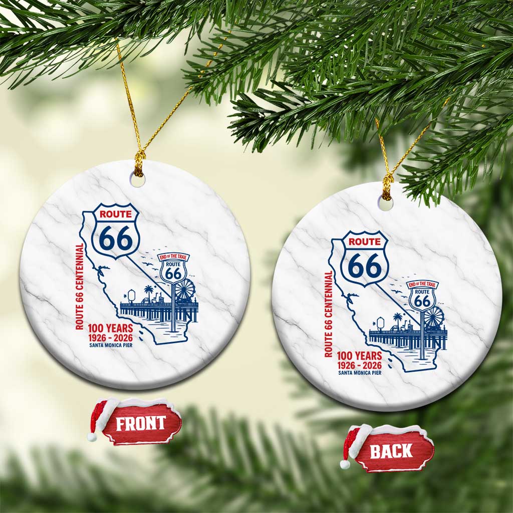 Route Highway 66 Santa Monica End of the Trail Ceramic Ornament California Road Trip Travel 100th Anniversary 2026