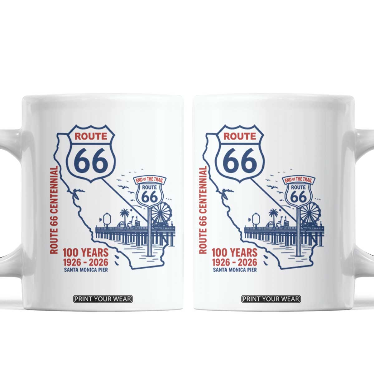 Route Highway 66 Santa Monica End of the Trail Coffee Mug California Road Trip Travel 100th Anniversary 2026