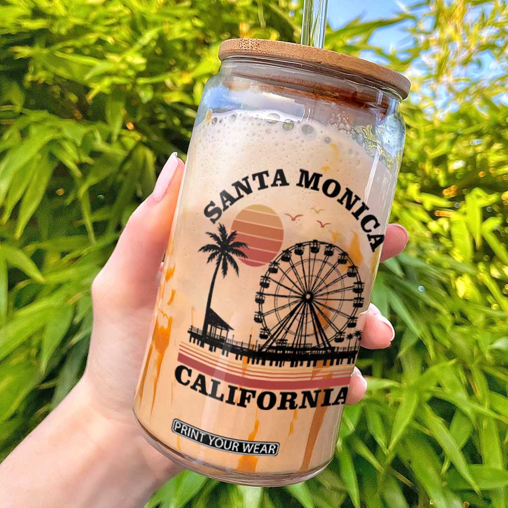 Santa Monica California CA Pier Glass Can California Sunset Beach Souvenir Travel