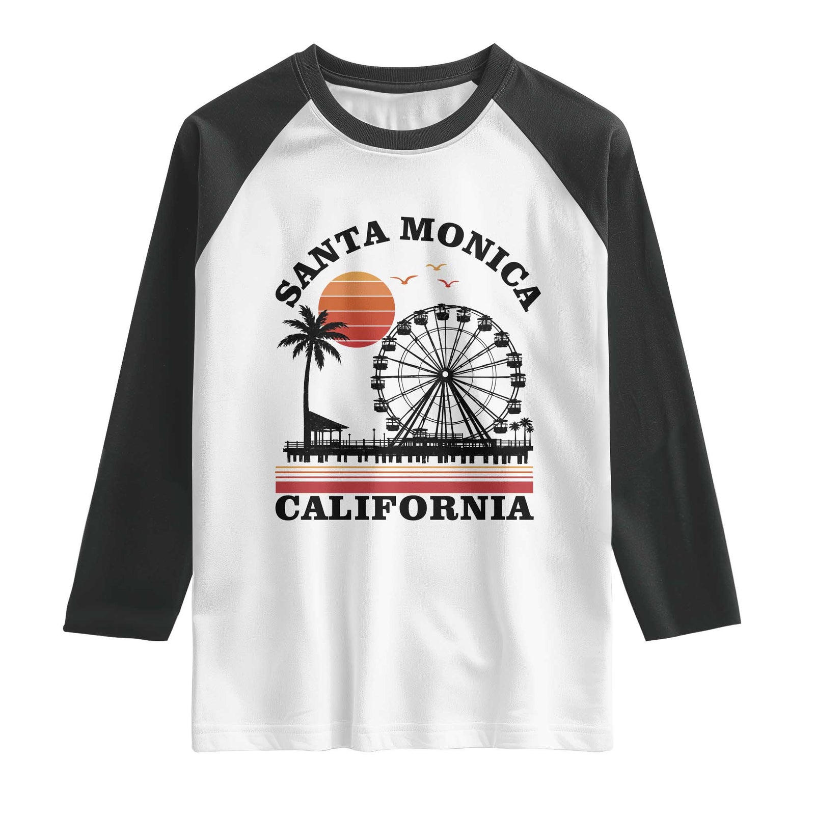 Santa Monica California CA Pier Raglan Shirt California Sunset Beach Souvenir Travel