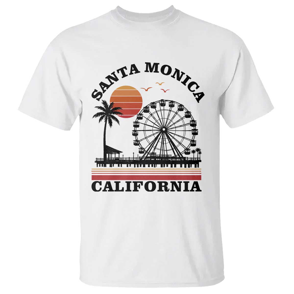 Santa Monica California CA Pier T Shirt California Sunset Beach Souvenir Travel
