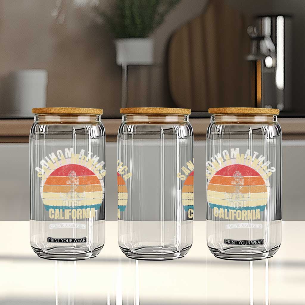 Santa Monica CA California Sunset Beach Souvenir Travel Glass Can