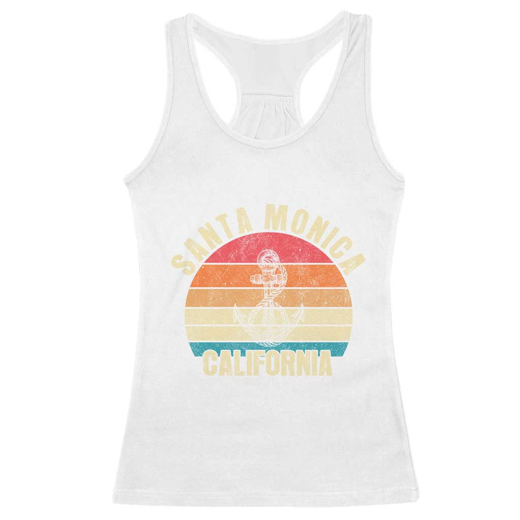 Santa Monica CA California Sunset Beach Souvenir Travel Racerback Tank Top