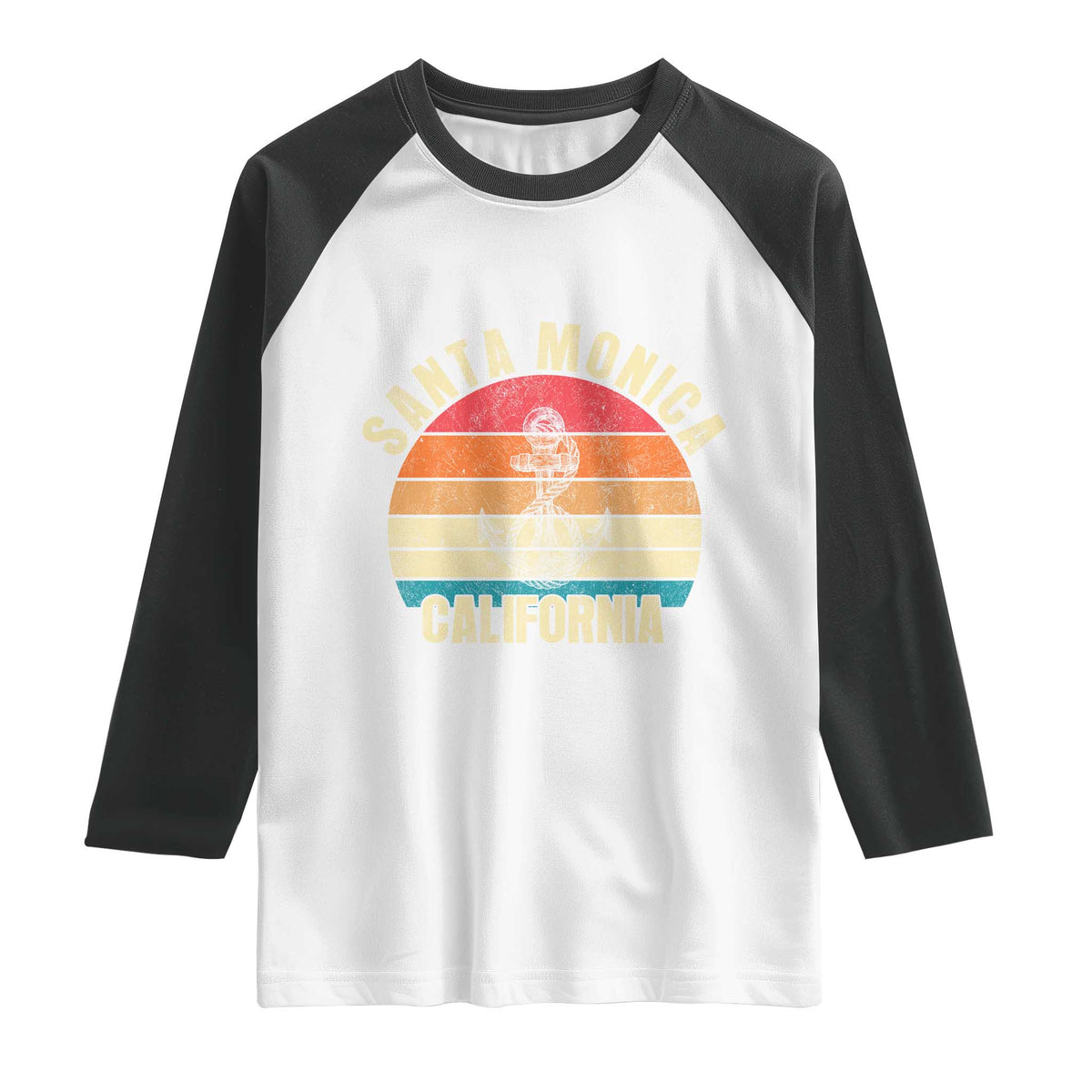 Santa Monica CA California Sunset Beach Souvenir Travel Raglan Shirt