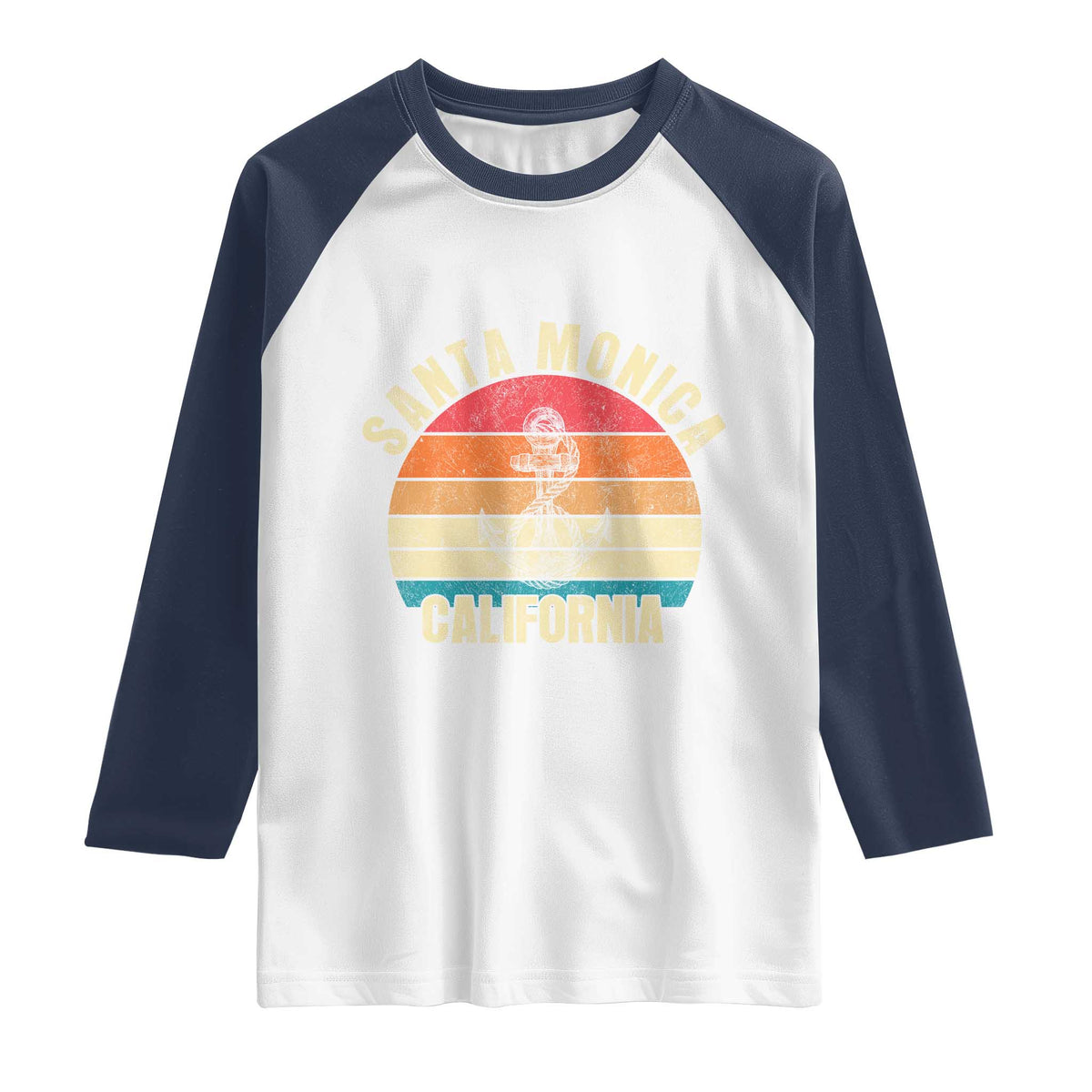 Santa Monica CA California Sunset Beach Souvenir Travel Raglan Shirt