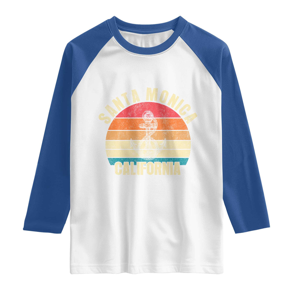 Santa Monica CA California Sunset Beach Souvenir Travel Raglan Shirt