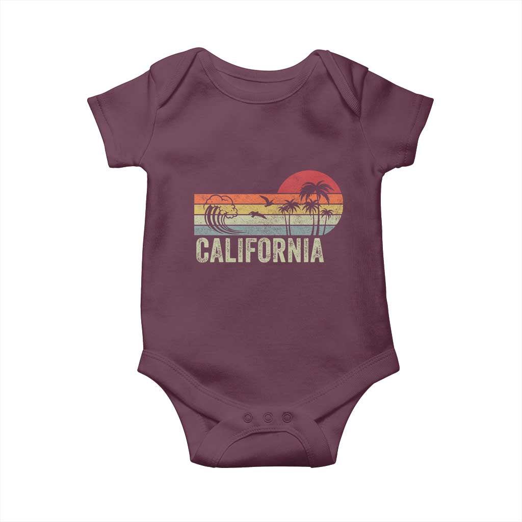 Retro California Beach Shirt, Vintage Cali Sunset Tee Baby Onesie TS14 Maroon Print Your Wear