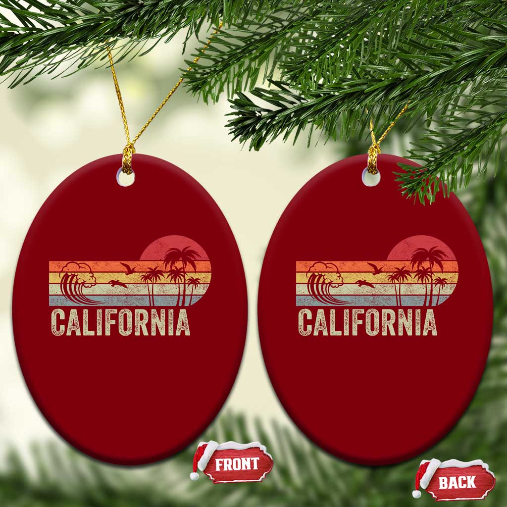 Retro California Beach Shirt, Vintage Cali Sunset Tee Ceramic Ornament TS14 Print Your Wear