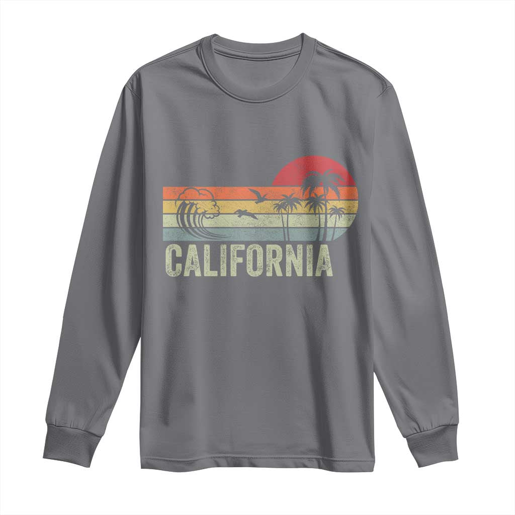 Retro California Beach Shirt, Vintage Cali Sunset Tee Long Sleeve Shirt TS14 Charcoal Print Your Wear