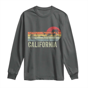 Retro California Beach Shirt, Vintage Cali Sunset Tee Long Sleeve Shirt TS14 Dark Heather Print Your Wear