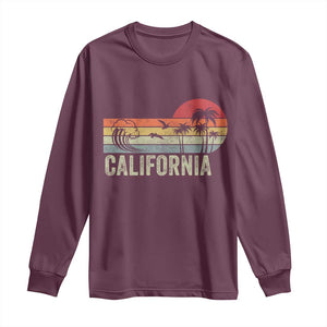 Retro California Beach Shirt, Vintage Cali Sunset Tee Long Sleeve Shirt TS14 Maroon Print Your Wear