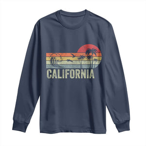 Retro California Beach Shirt, Vintage Cali Sunset Tee Long Sleeve Shirt TS14 Navy Print Your Wear