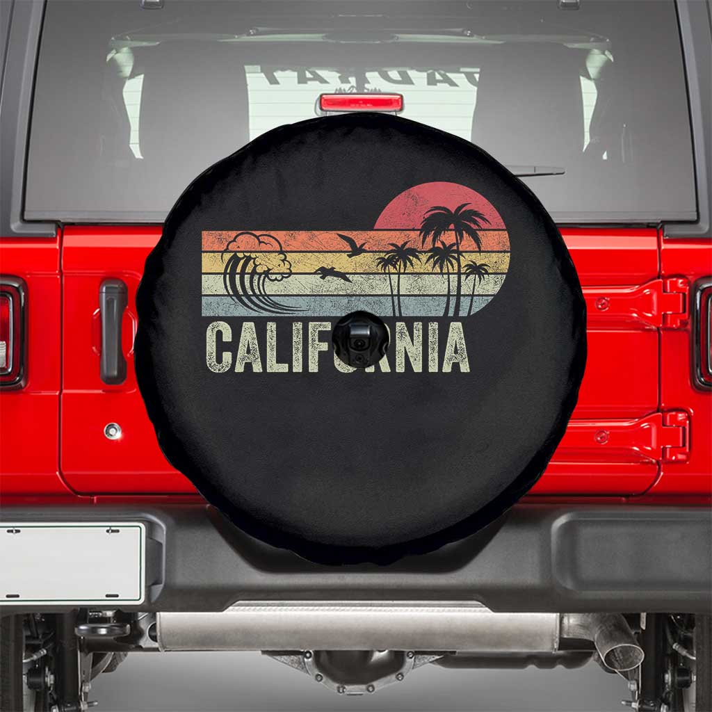 Retro California Beach Shirt, Vintage Cali Sunset Tee Spare Tire Cover TS14 Black Print Your Wear
