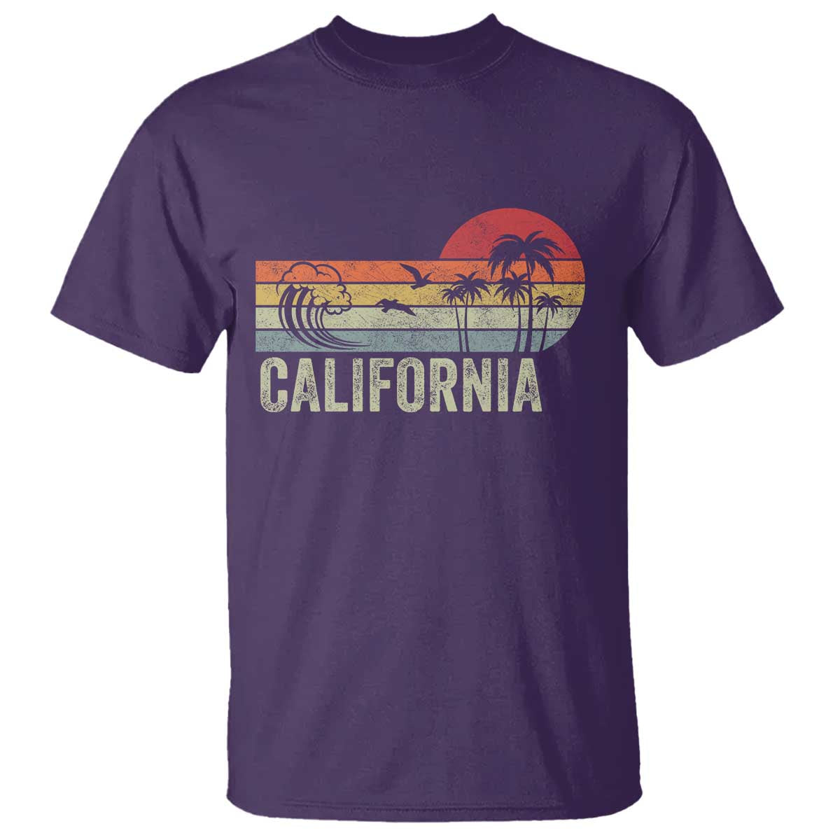 Retro California Beach Shirt, Vintage Cali Sunset Tee T Shirt TS14 Purple Print Your Wear