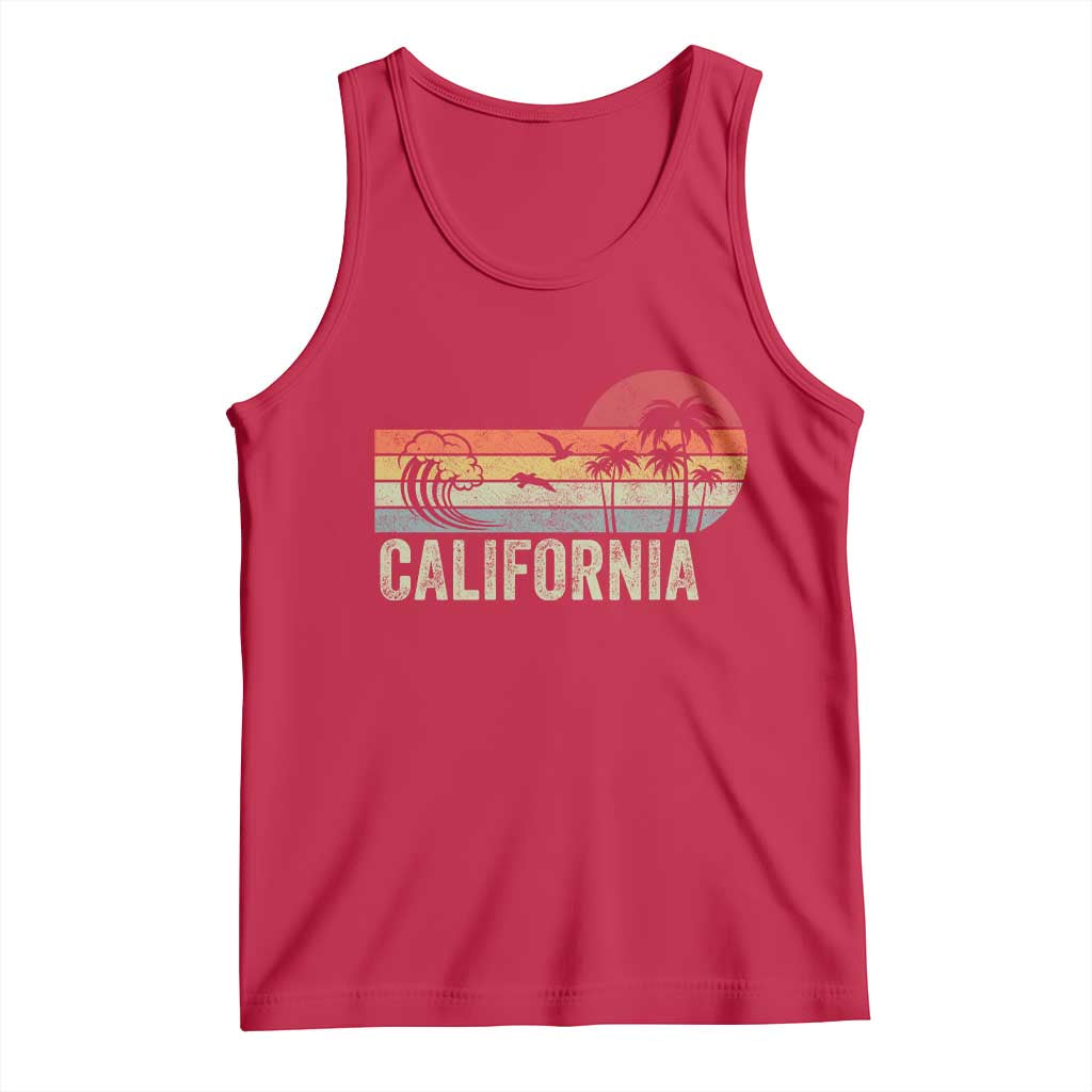Retro California Beach Shirt, Vintage Cali Sunset Tee Tank Top TS14 Red Print Your Wear
