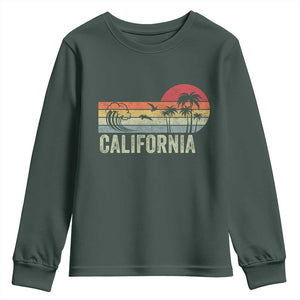 Retro California Beach Shirt, Vintage Cali Sunset Tee Youth Sweatshirt TS14 Dark Forest Green Print Your Wear