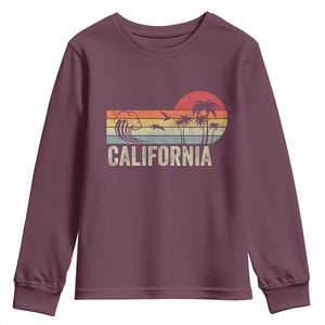 Retro California Beach Shirt, Vintage Cali Sunset Tee Youth Sweatshirt TS14 Maroon Print Your Wear