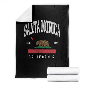 Santa Monica California Flag CA Vintage Established Sports Throw Blanket TS14 Black Print Your Wear