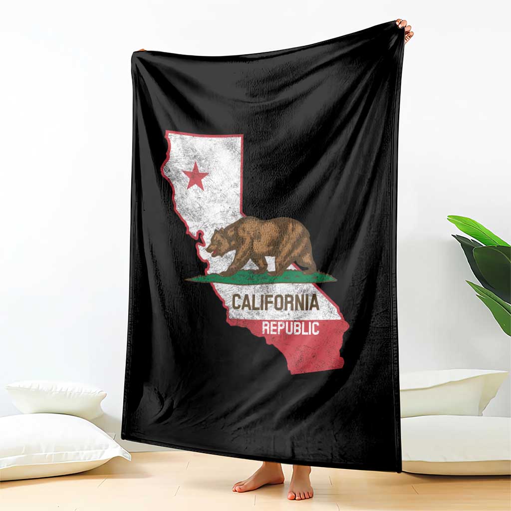 California Republic Cali Map Flag Distressed Style Throw Blanket TS14 Print Your Wear