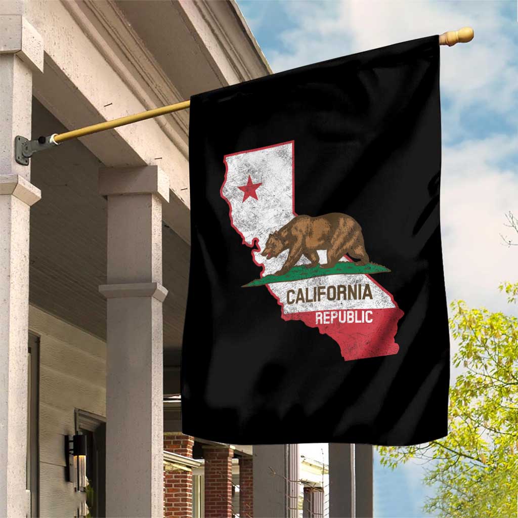 California Republic Cali Map Flag Distressed Style Garden Flag TS14 Print Your Wear
