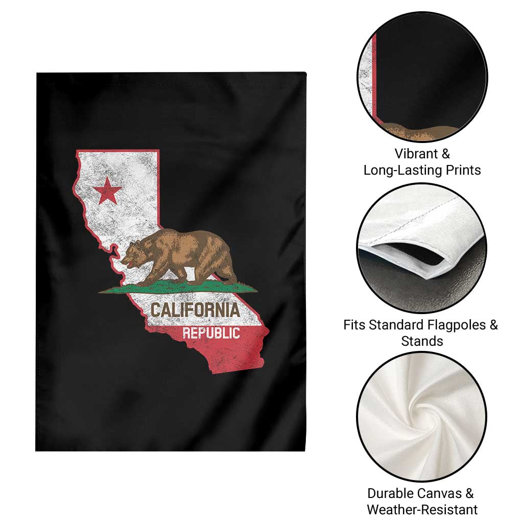 California Republic Cali Map Flag Distressed Style Garden Flag TS14 Print Your Wear