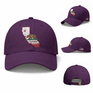 California Republic Cali Map Flag Distressed Style Baseball Cap TS14 Baseball Cap Universal Fit Purple Print Your Wear