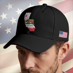 California Republic Cali Map Flag Distressed Style Baseball Cap TS14 Print Your Wear