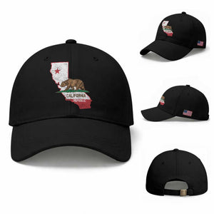 California Republic Cali Map Flag Distressed Style Baseball Cap TS14 Baseball Cap Universal Fit Black Print Your Wear