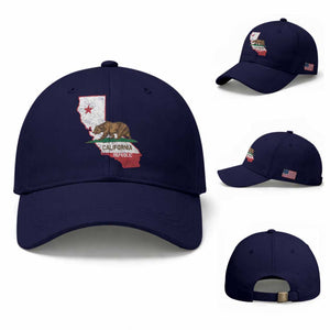California Republic Cali Map Flag Distressed Style Baseball Cap TS14 Baseball Cap Universal Fit Dark Blue Print Your Wear