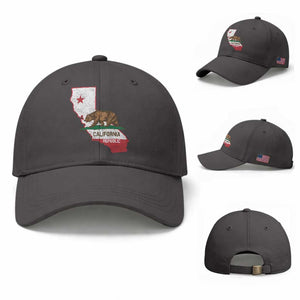 California Republic Cali Map Flag Distressed Style Baseball Cap TS14 Baseball Cap Universal Fit Dark Gray Print Your Wear